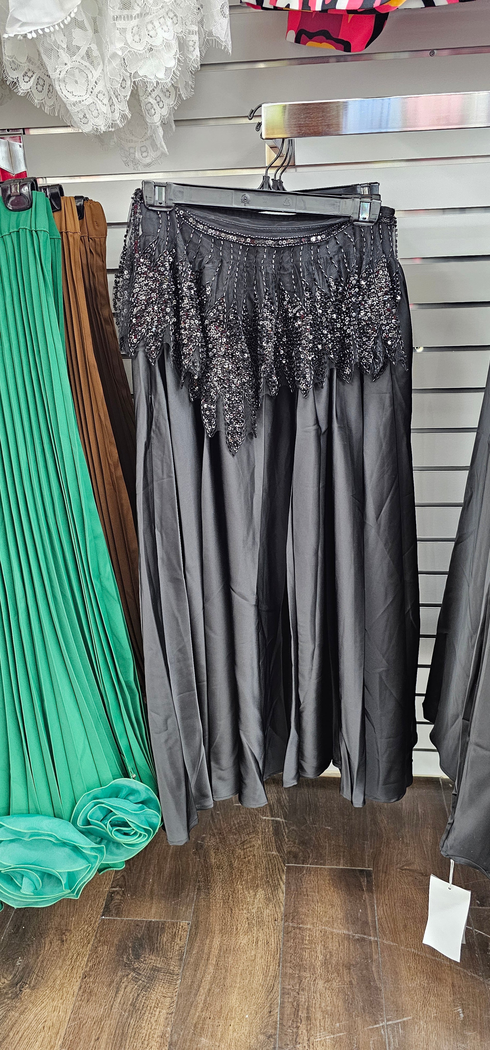 Irene Beaded Satin Skirt