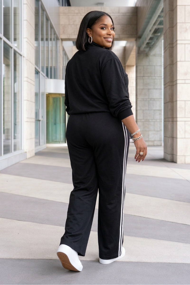 Hanny Black Stripe Jogger Set