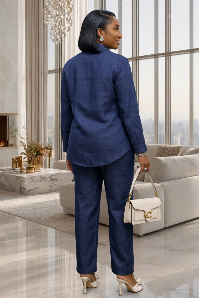 Elodie Denim Shirt & Pant Set