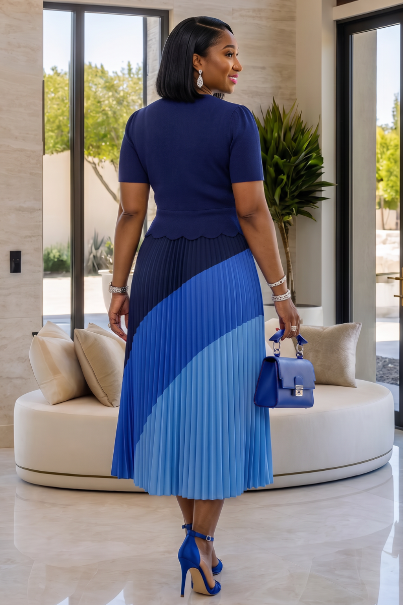 Veronique Ombre Dress - Blue