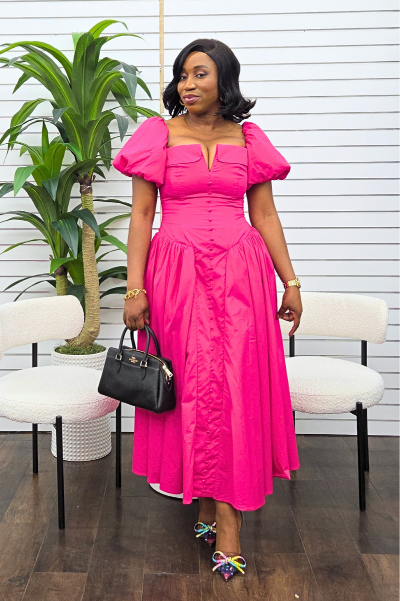 Patty Statement Dress - Hot Pink