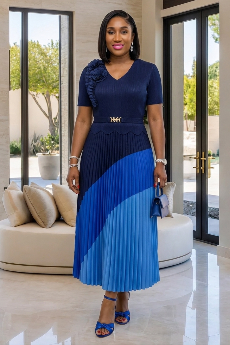 Veronique Ombre Dress - Blue