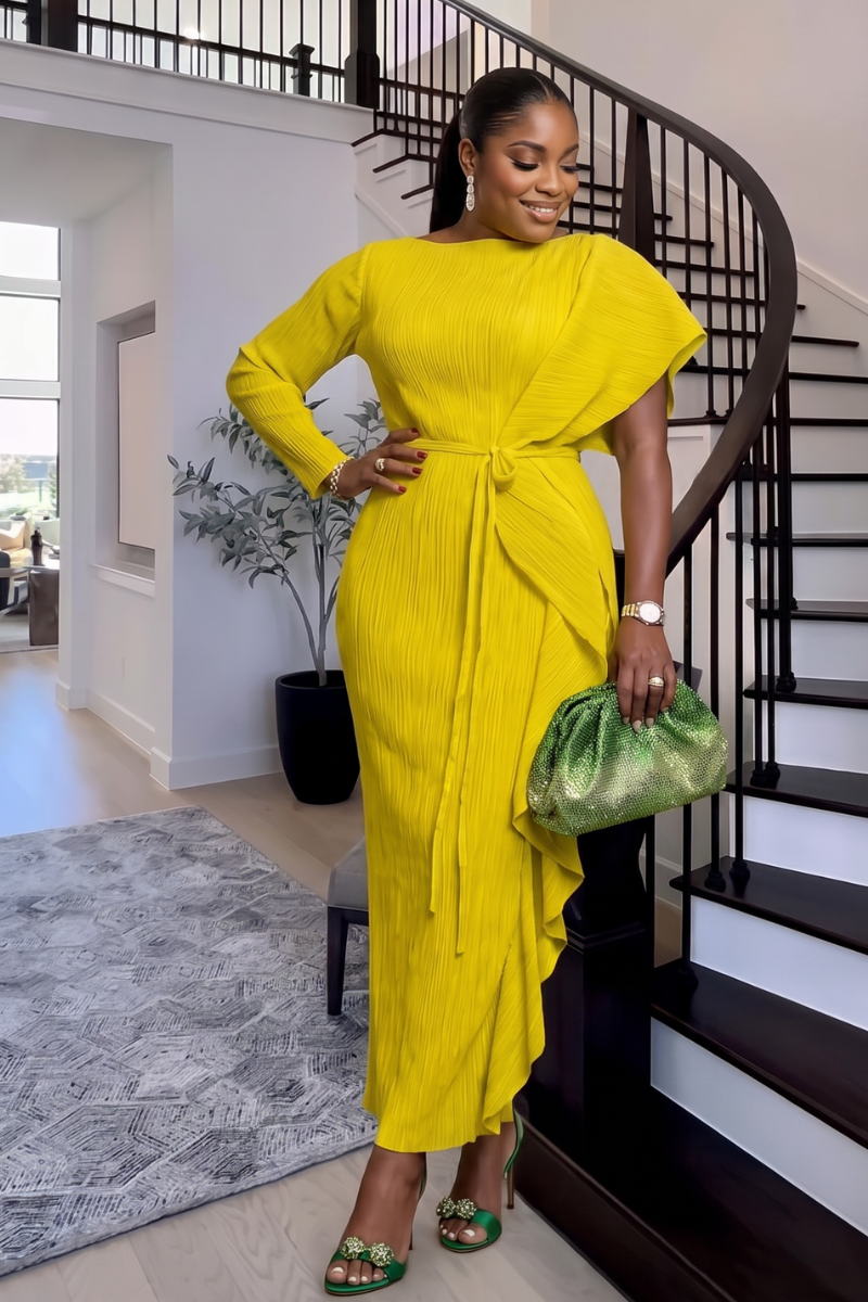 Vianne Sculpt Dress _Yellow