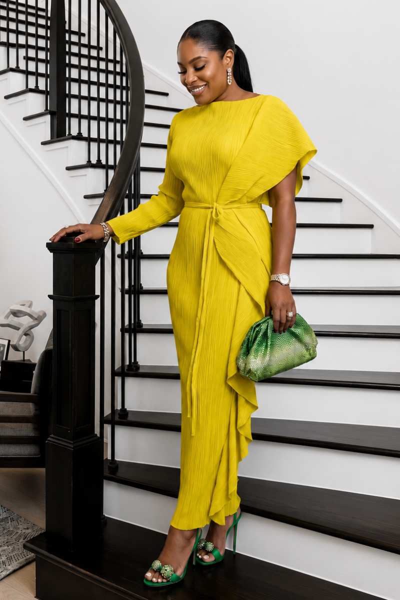 Vianne Sculpt Dress _Yellow