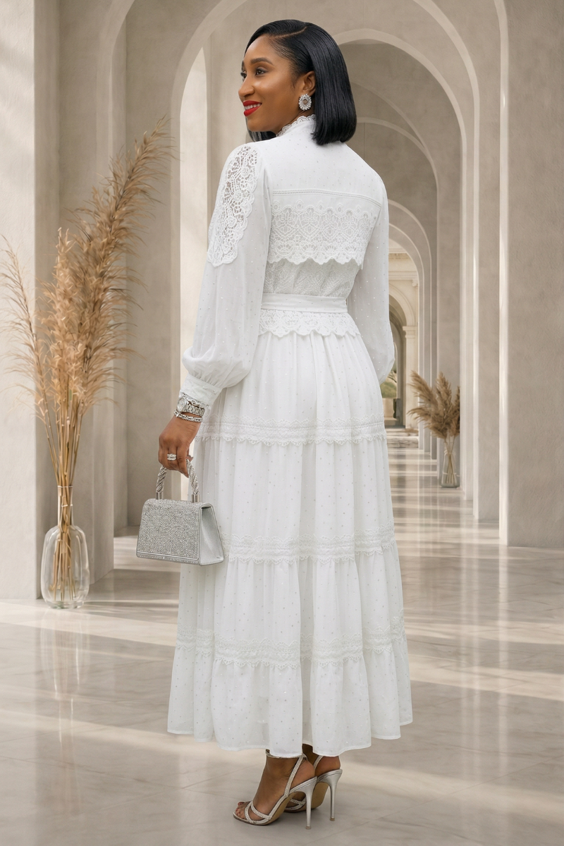Mona Embellished Dress- White