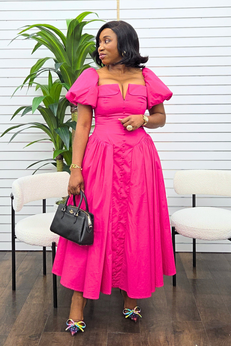 Patty Statement Dress - Hot Pink