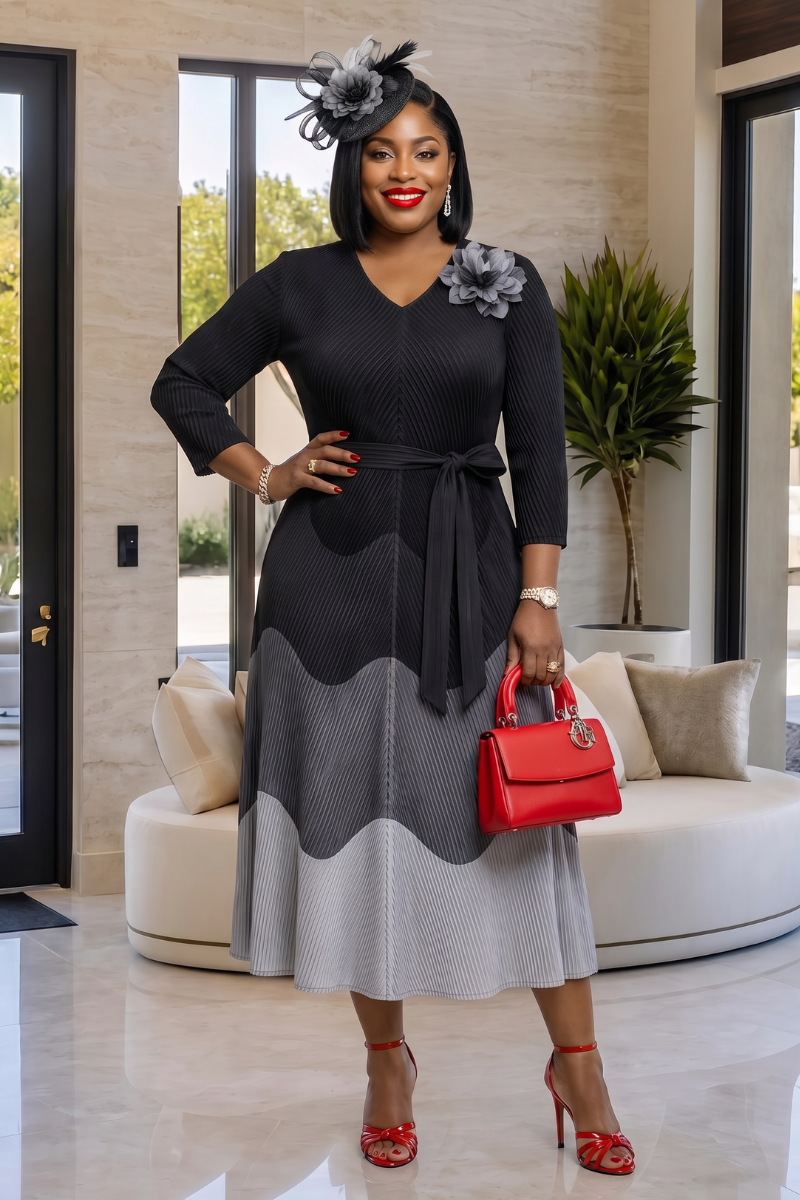 Sabine Ombre Dress - Black