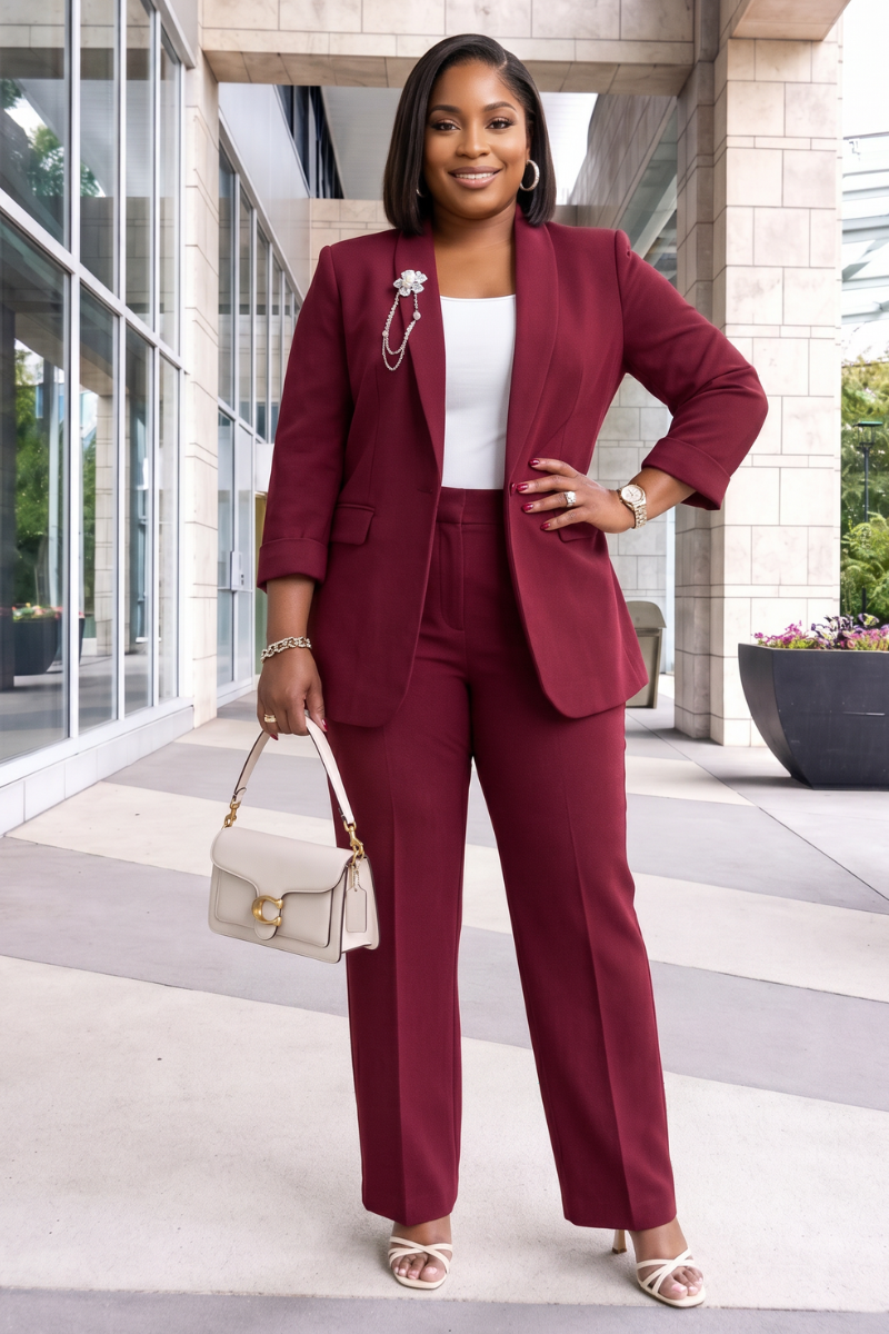 Kamala Burgundy Blazer Set