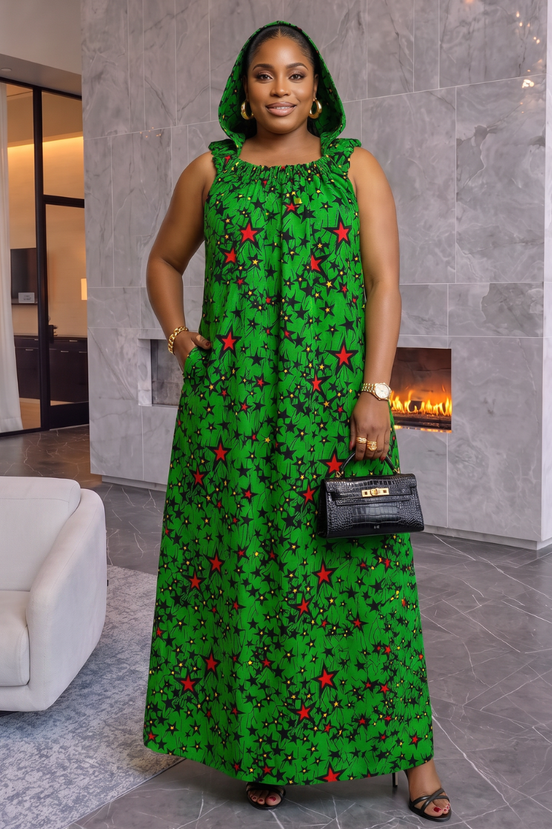 Chichi Hooded  Ankara Maxi Dress