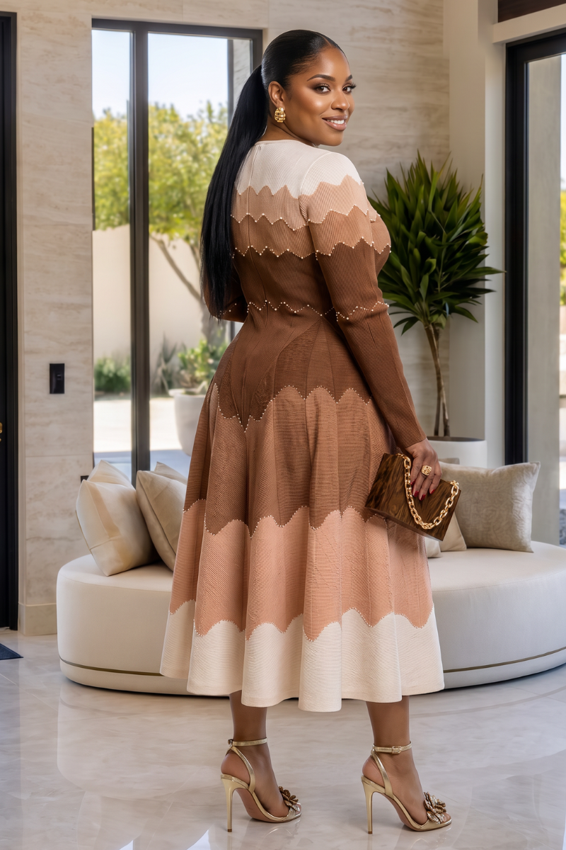 Mavis Bounce Dress -Brown