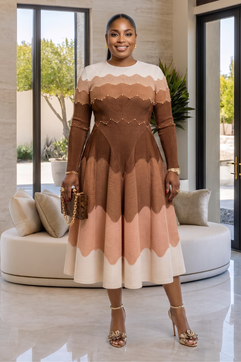 Mavis Bounce Dress -Brown