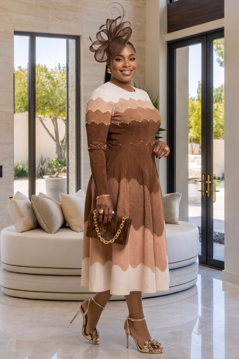 Mavis Bounce Dress -Brown