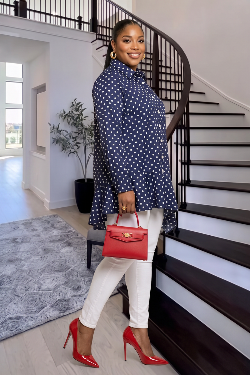 Tahlia Polka Dot Asymmetrical Shirt