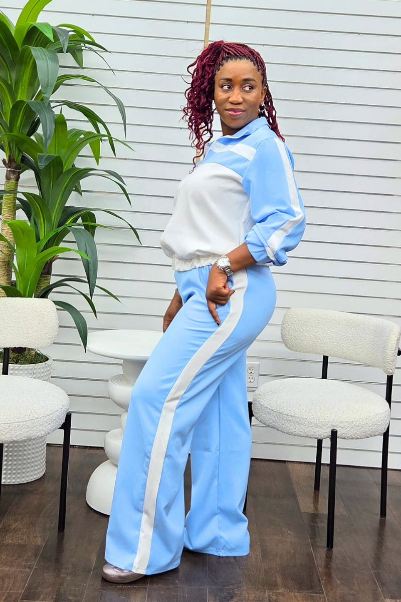 Addy Blue/White Jogger Set