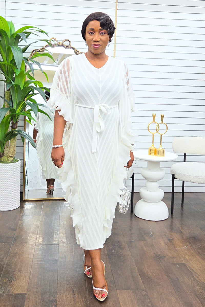 Adriana Ruffled Frill Dress - White