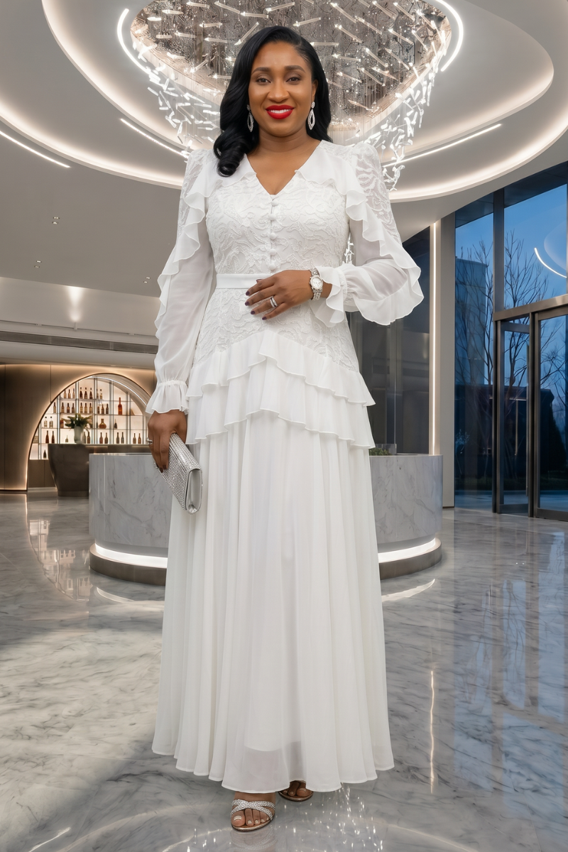 Lilian Delicate White Layered Dress