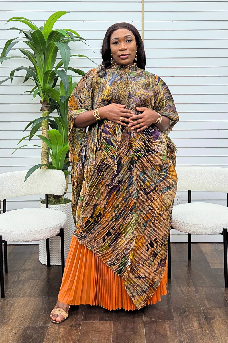 Adaraa Luxe Skirt Set - Orange 2