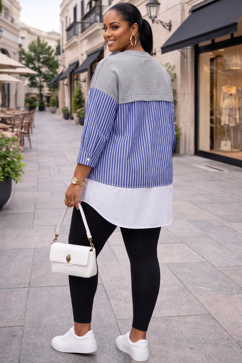 Tessie Striped Colour-Block Tunic Shirt