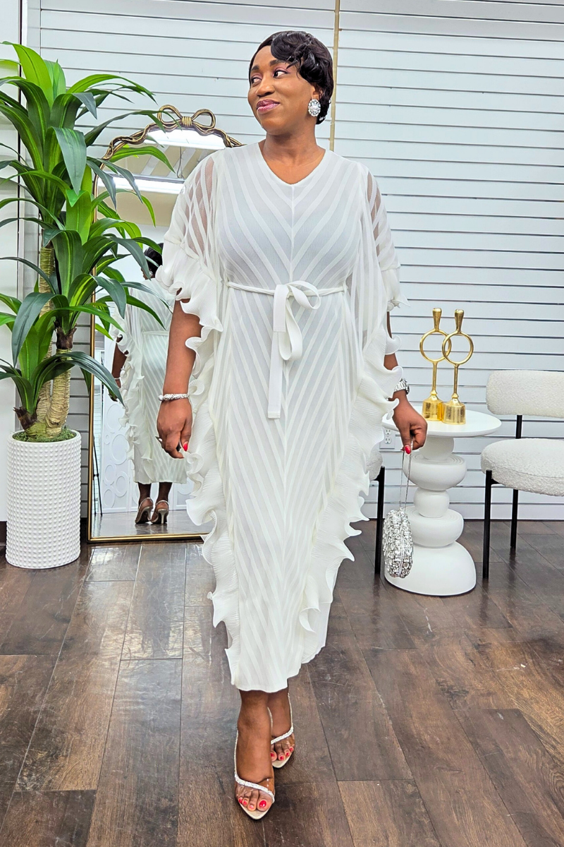 Adriana Ruffled Frill Dress - White