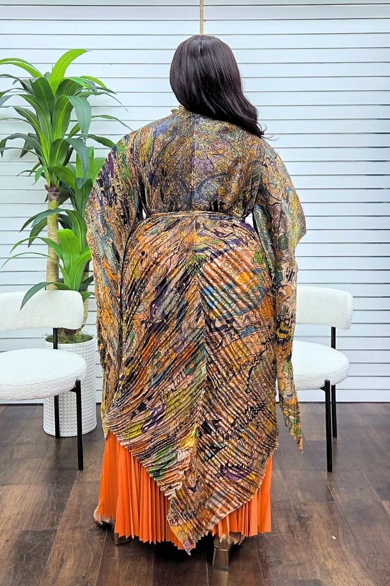 Adaraa Luxe Skirt Set - Orange 2
