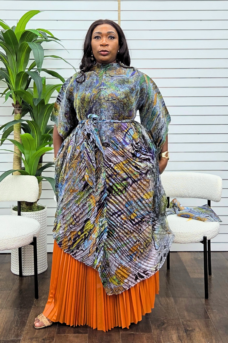 Adaraa Luxe Skirt Set - Orange