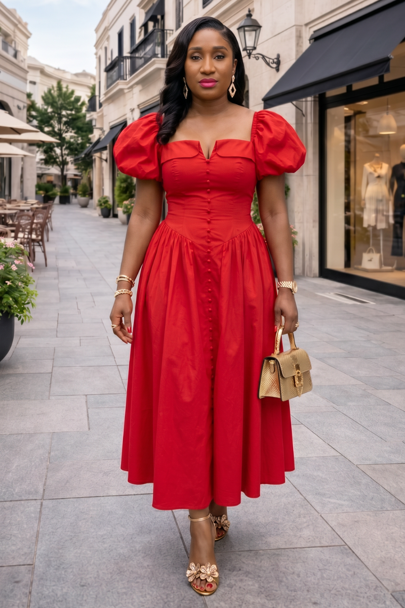 Patty Statement Dress - Red