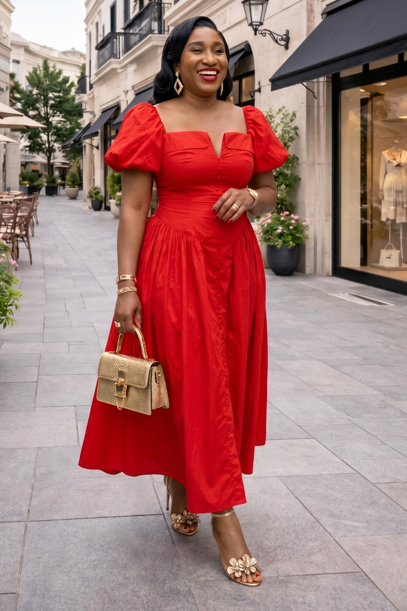Patty Statement Dress - Red