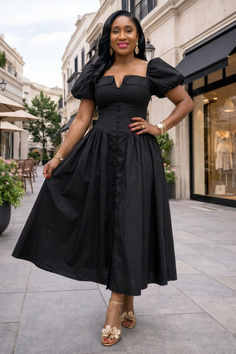 Patty Statement Dress - Black