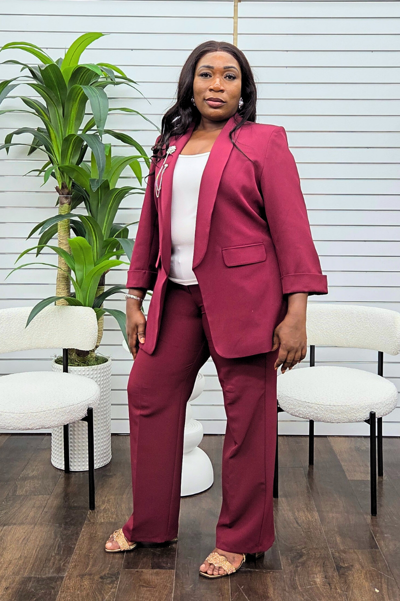 Kamala Burgundy Blazer Set