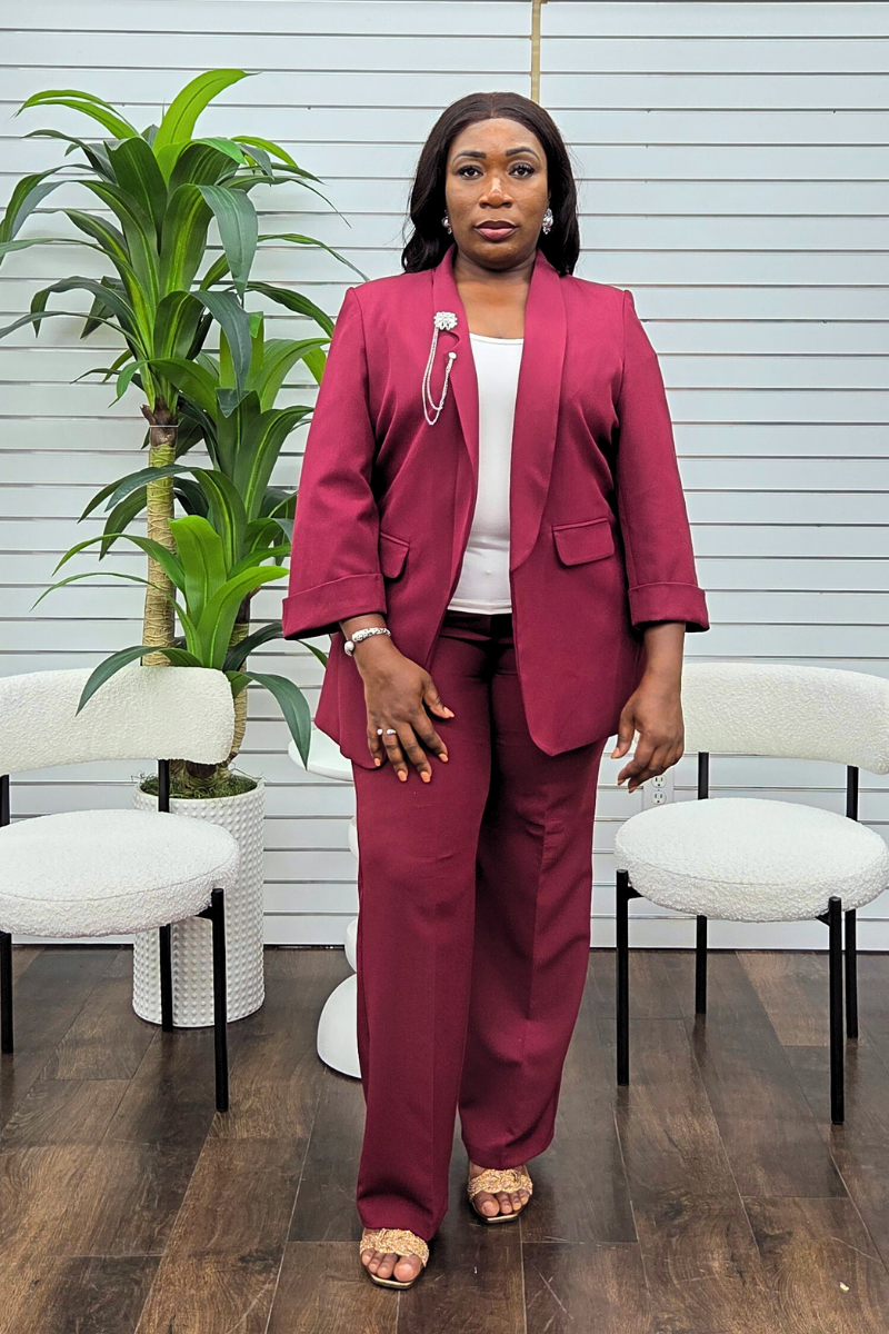 Kamala Burgundy Blazer Set