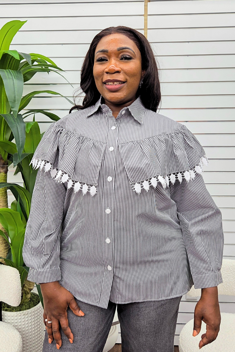 Hanny Striped Cape Shirt