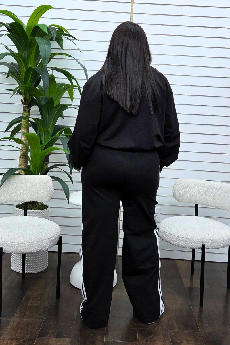 Hanny Black Stripe Jogger Set