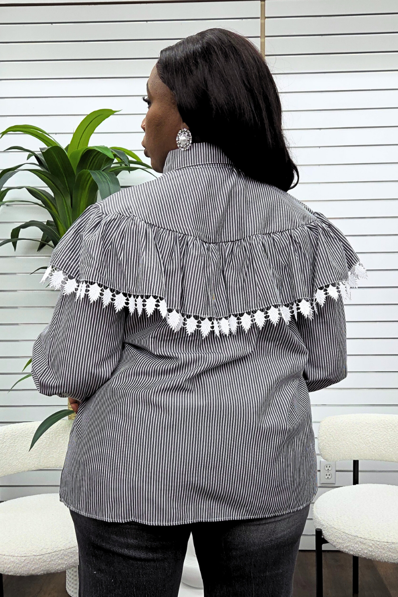 Hanny Striped Cape Shirt
