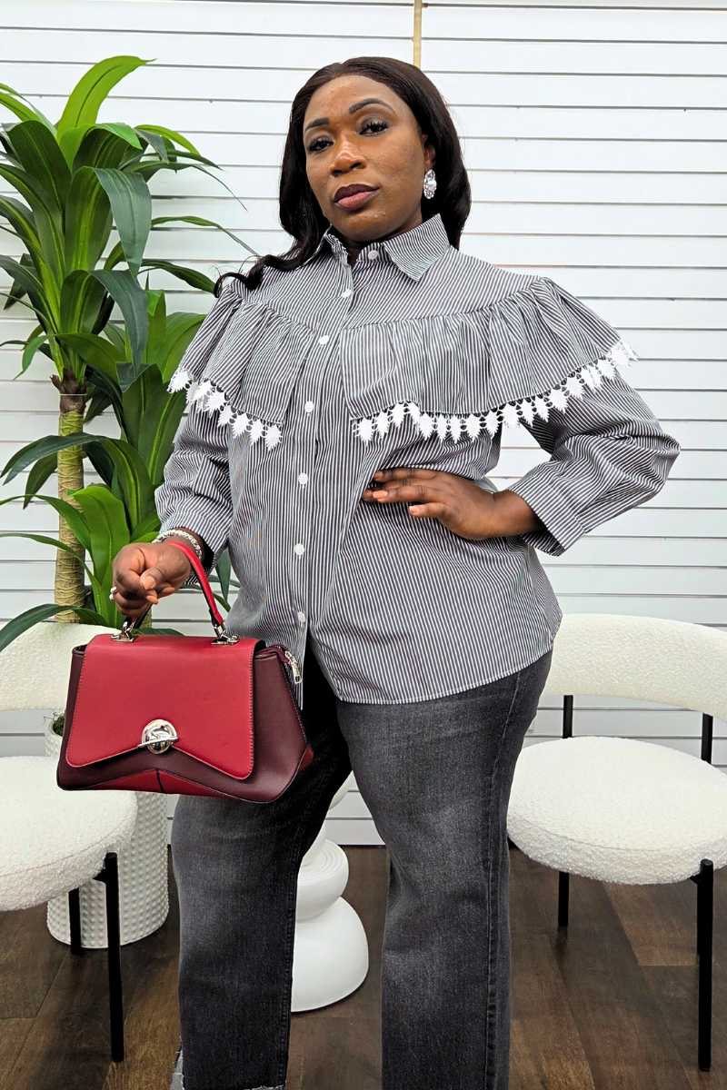 Hanny Striped Cape Shirt