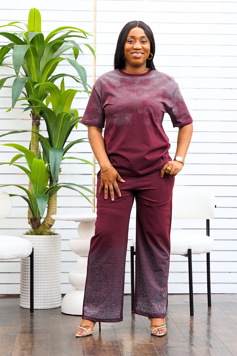 Reese Embellished T-Shirt & Pant Set