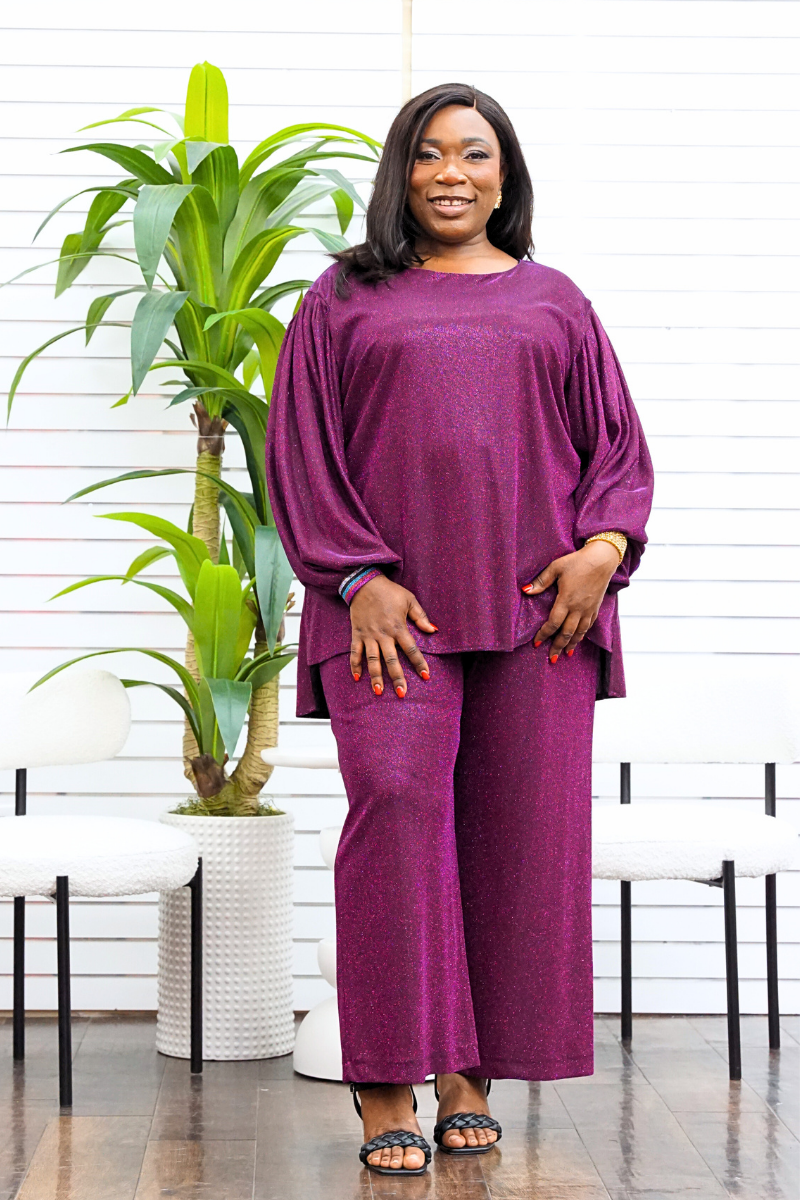 Jessy Shimmery 2pc Trouser Set