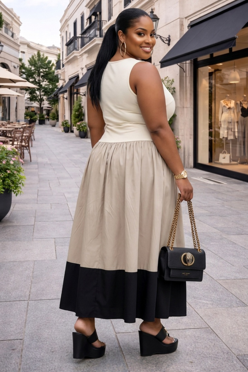 Mabel Colour-Block Sleeveless Maxi Dress