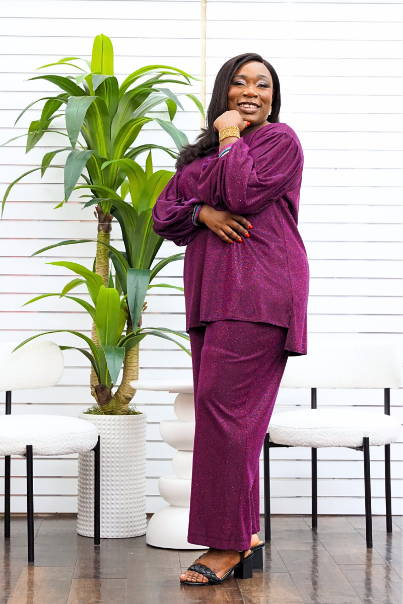 Jessy Shimmery 2pc Trouser Set