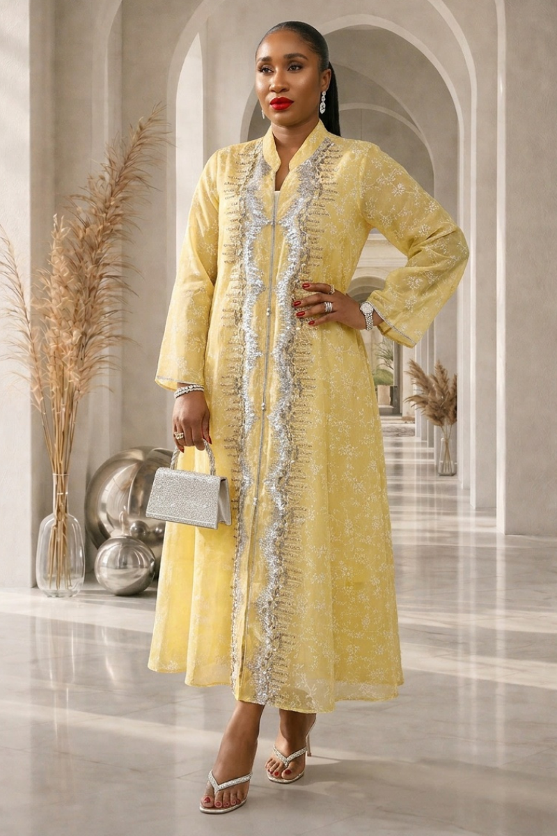 Shams Abaya Dress - Yellow