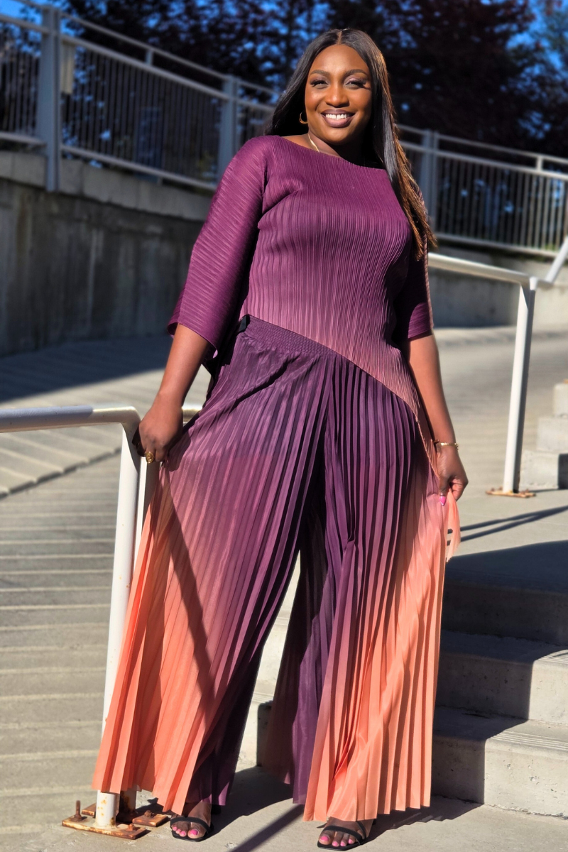 Liana Ombre Pant Set - Plum