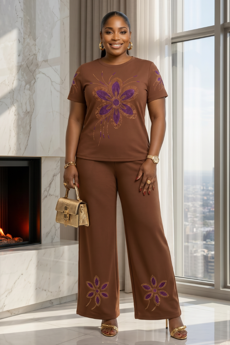 Veloria Embellished Set - Brown