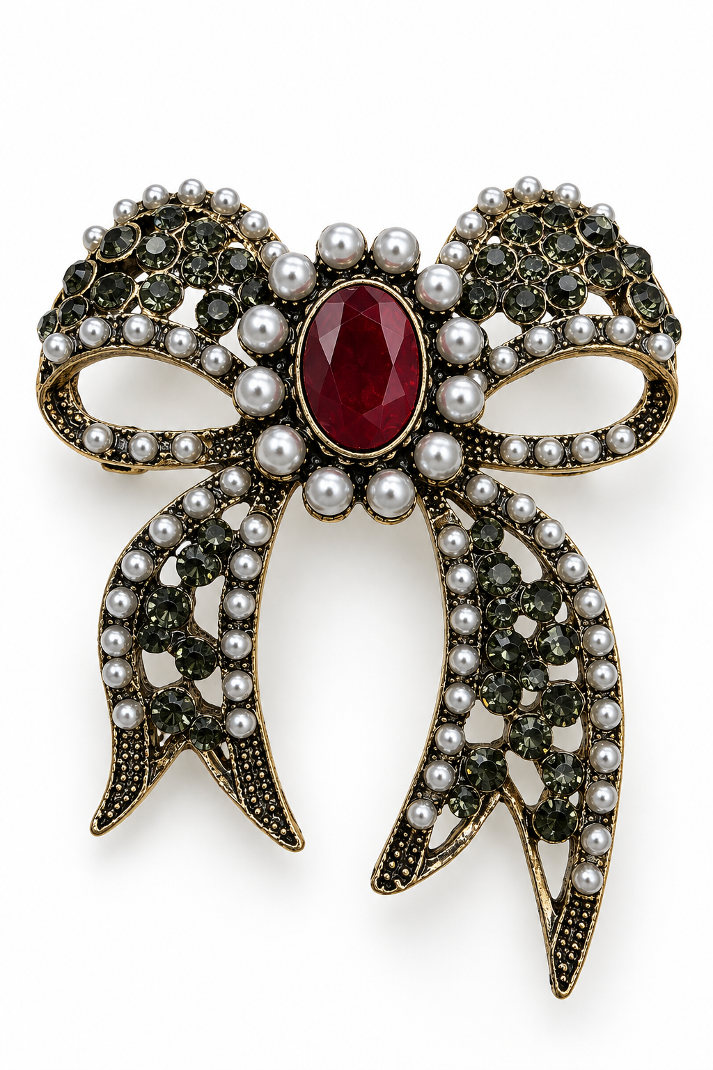 Amara Jeweled Bow Brooch