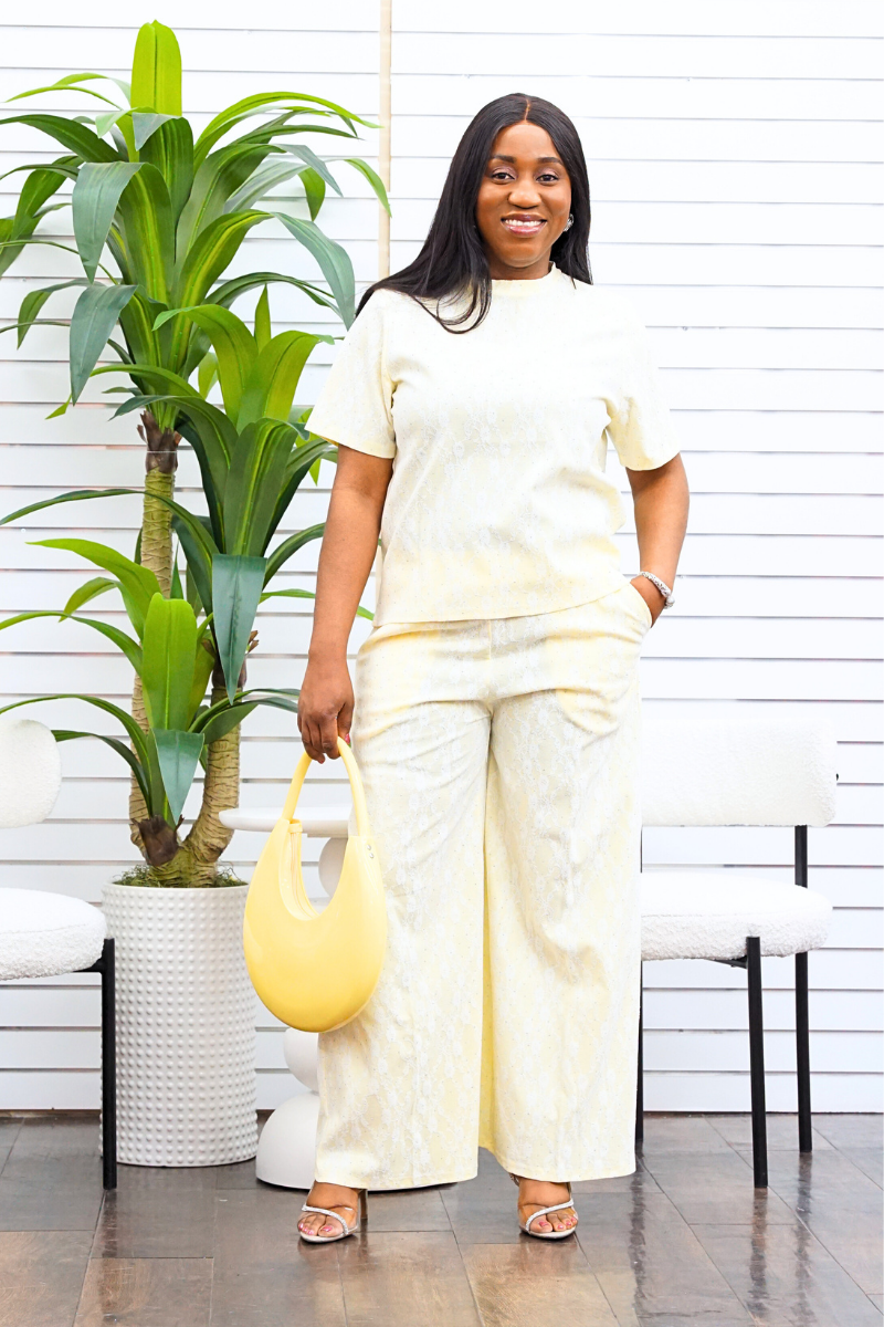 Zaya Lace Overlay T-Shirt & Pant Set