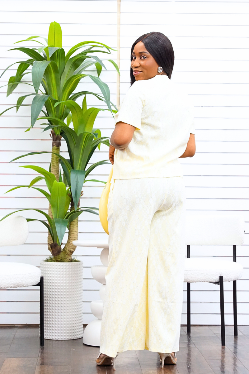 Zaya Lace Overlay T-Shirt & Pant Set