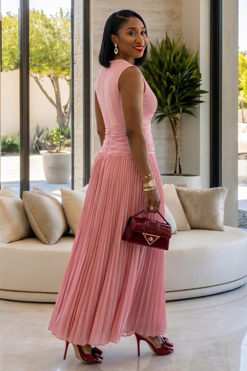 Marbella Pleated Maxi Dress