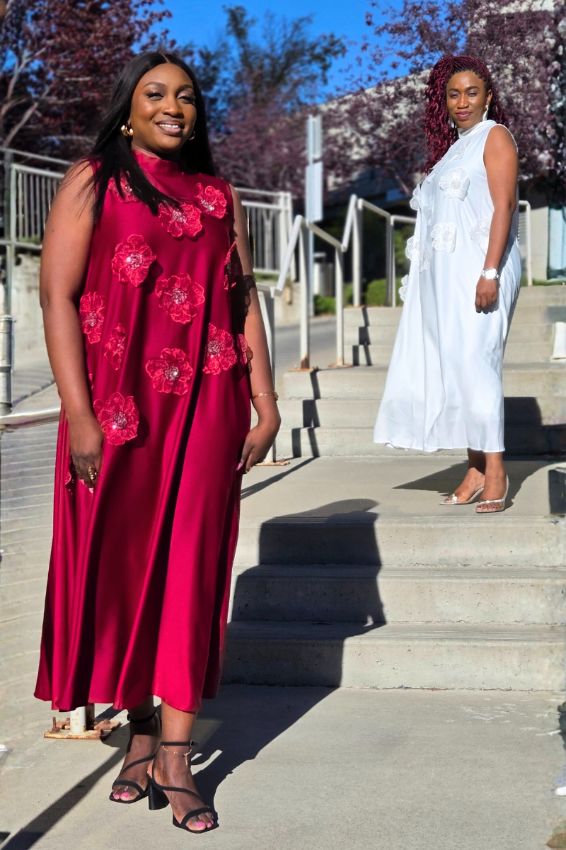 Alexa Silk Floral Patch Dress