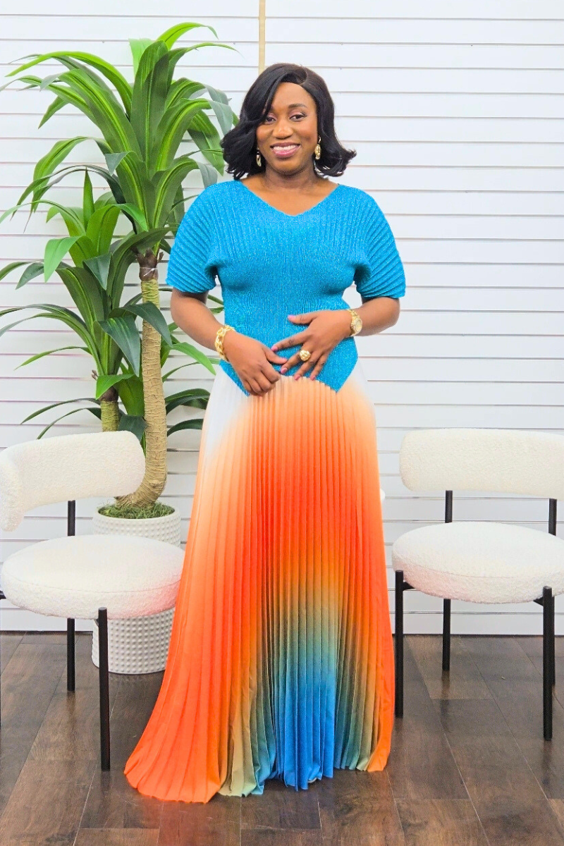 Lisa Skirt Set - Teal Blue