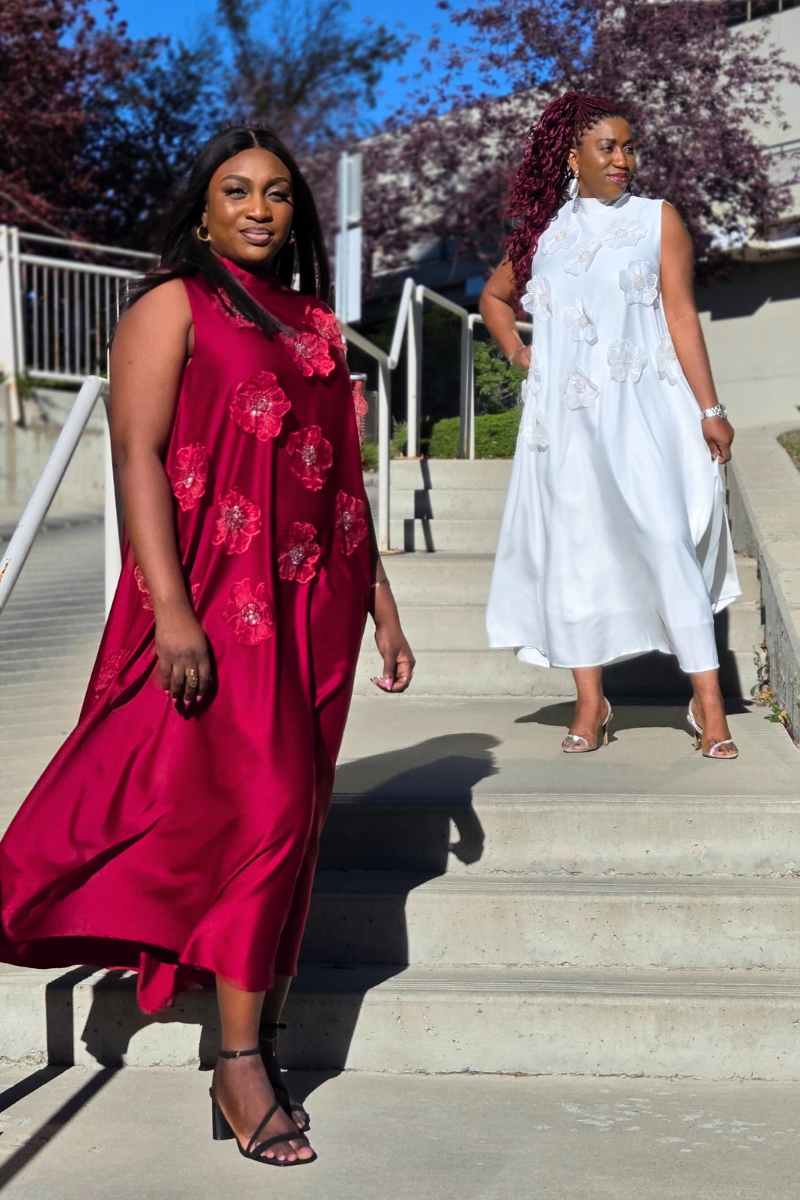 Alexa Silk Floral Patch Dress