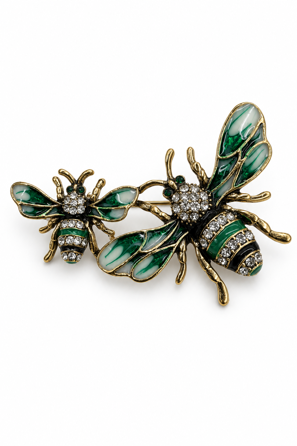 Belinda Green Bee Brooch with Crystals