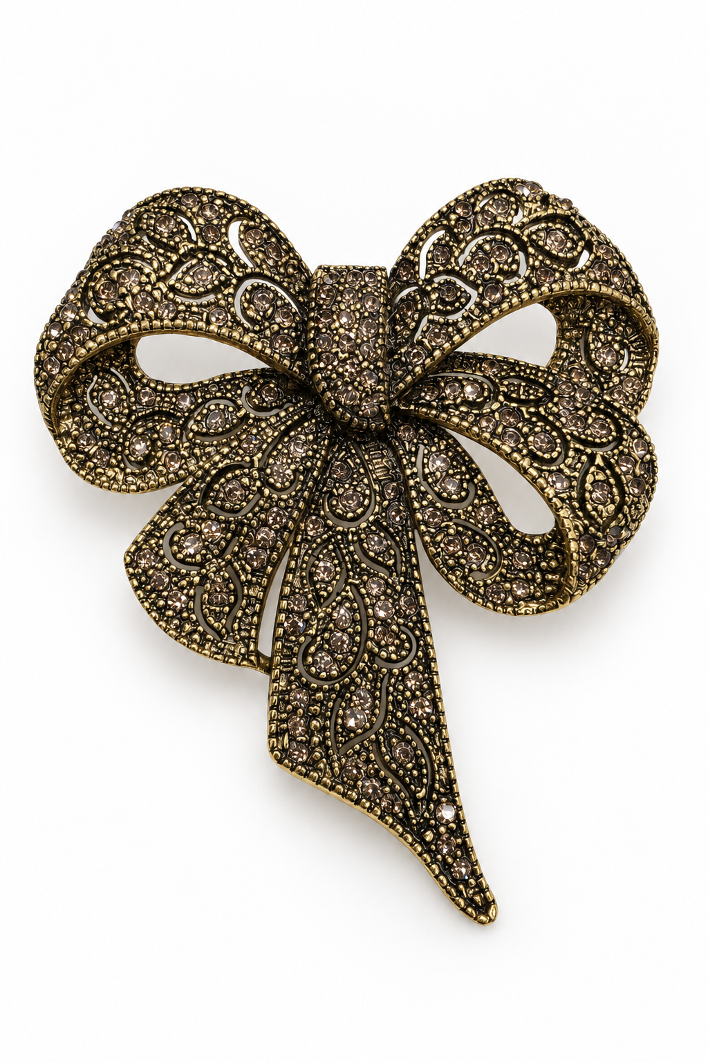 Lady Estelle Gold Crystal Bow Brooch